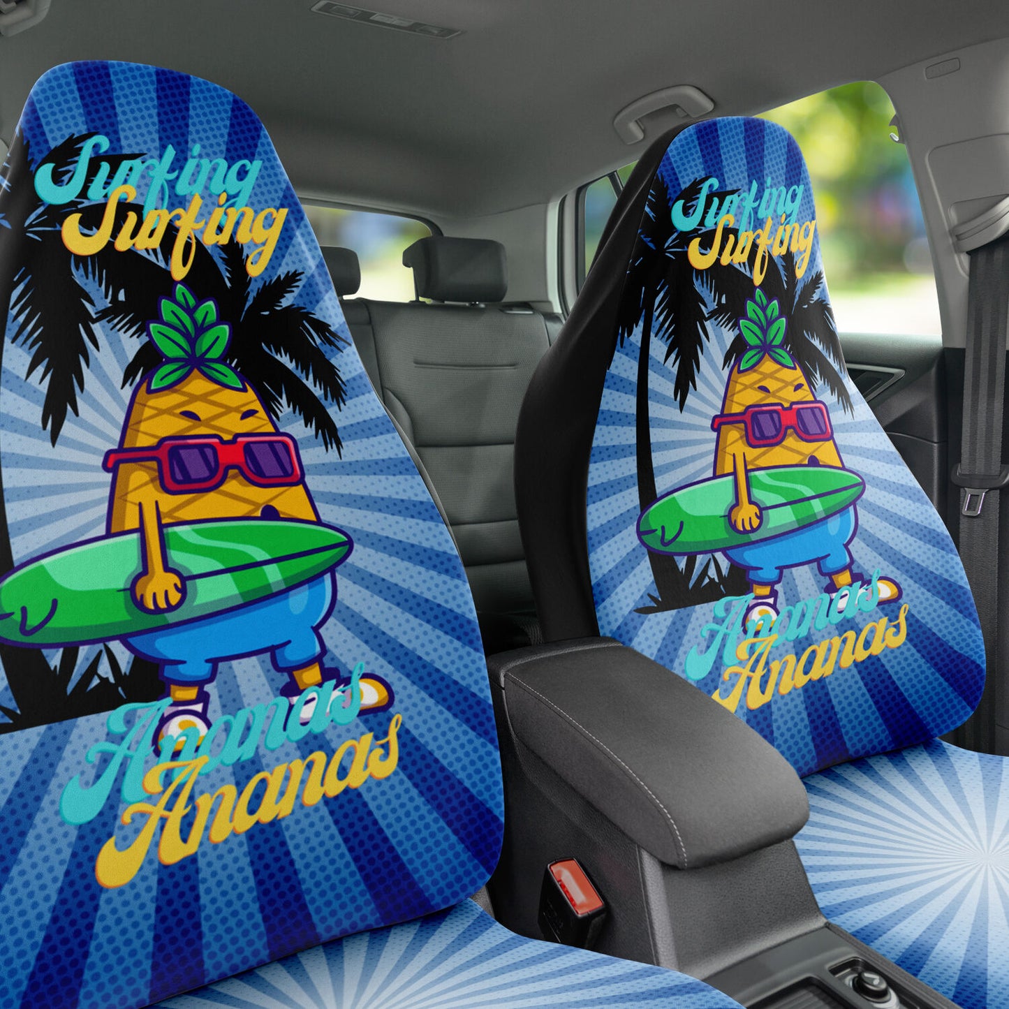 Surfing Ananas Car Seat Cover