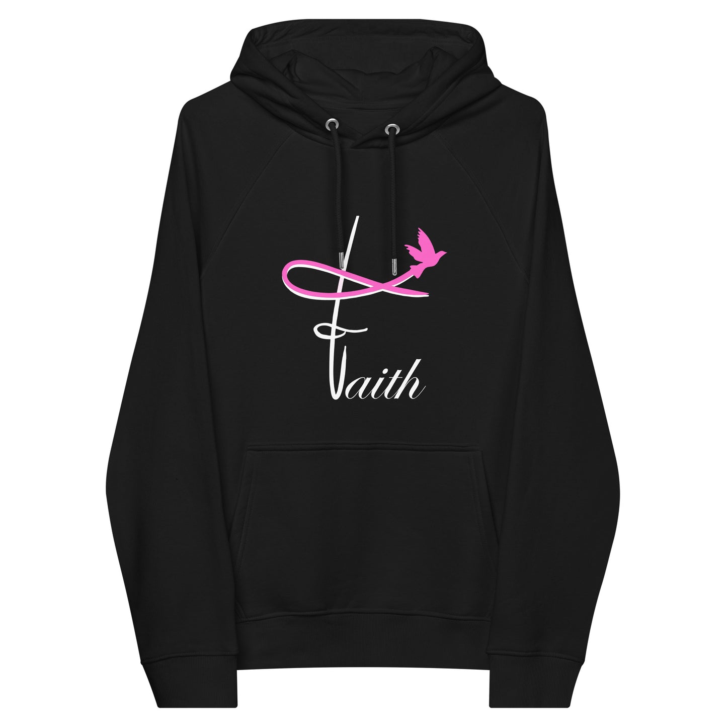 Faith pink flying bird sweat à capuche écologoque raglan noir