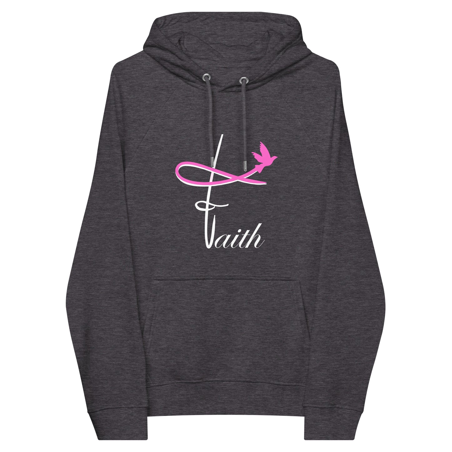 Faith pink flying bird sweat à capuche écologoque raglan noir