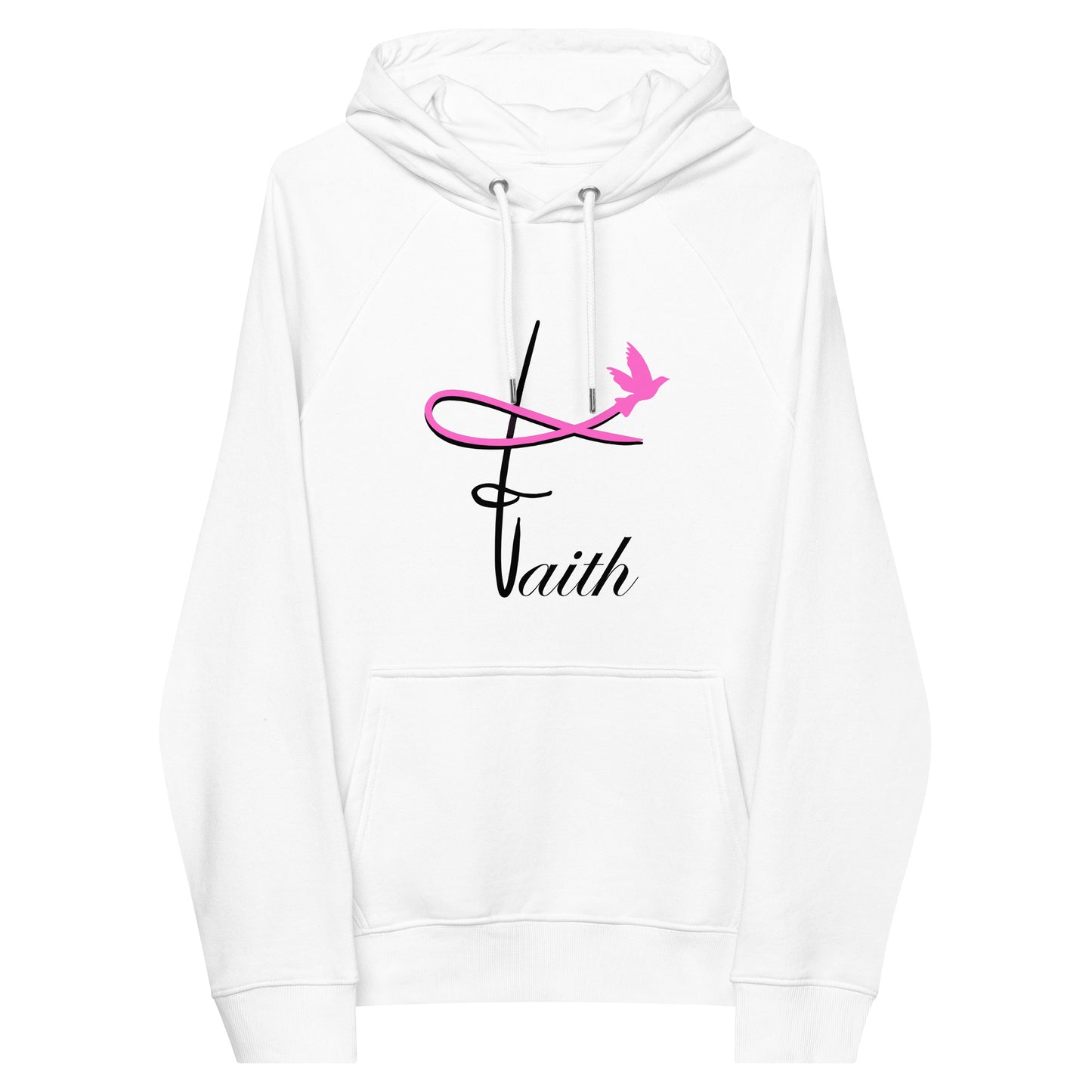 Faith pink flying bird Sweat à capuche écologique Raglan blanc