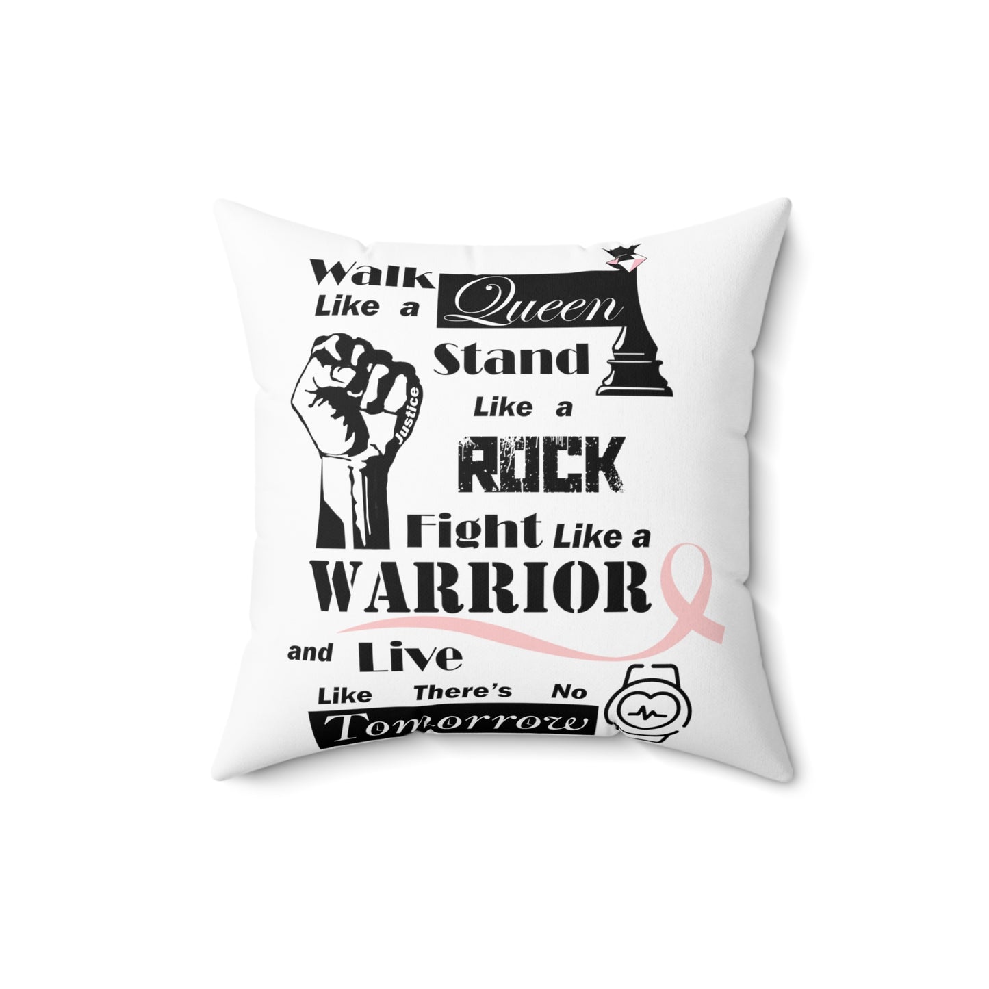 Walk, Stand, Fight and Live coussin en Faux Suede