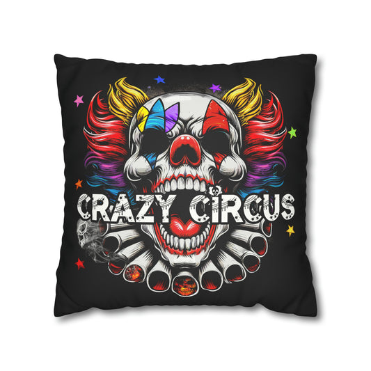 Crazy Clown Faux Suede Square Pillow Case