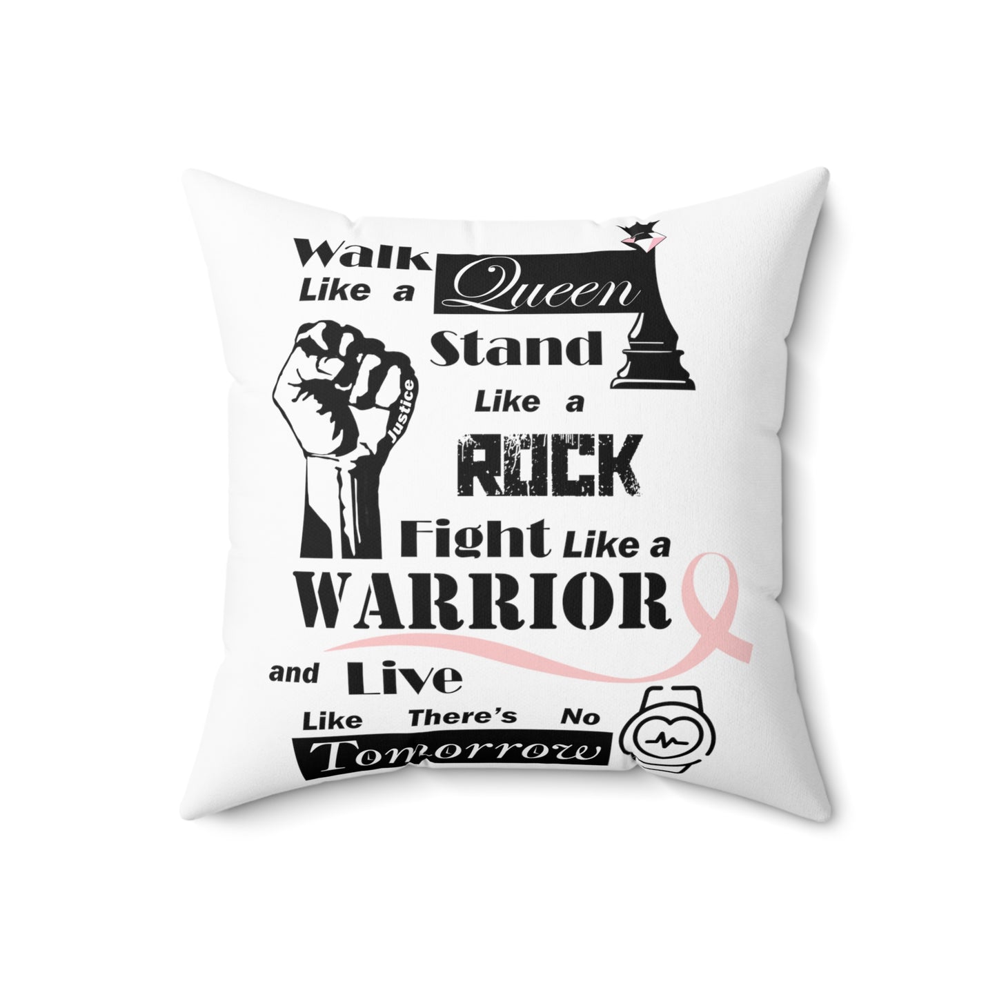 Walk, Stand, Fight and Live coussin en Faux Suede