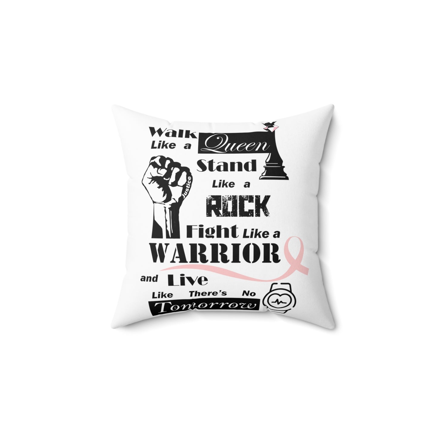 Walk, Stand, Fight and Live coussin en Faux Suede