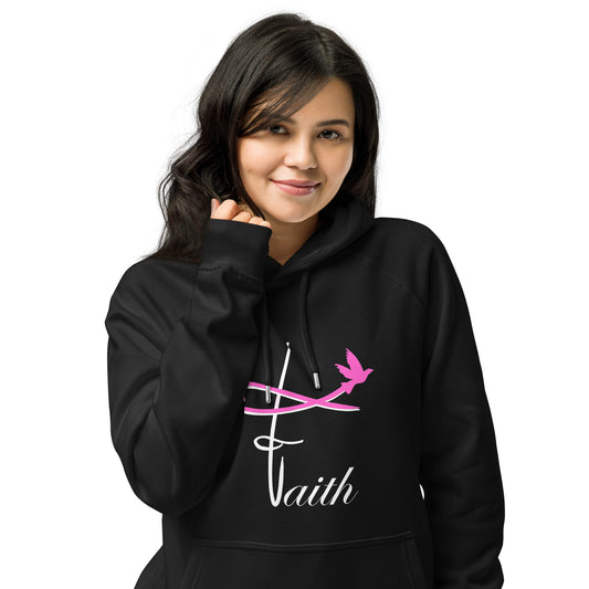 Faith pink flying bird sweat à capuche écologoque raglan noir