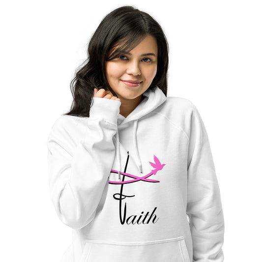 Faith pink flying bird Sweat à capuche écologique Raglan blanc